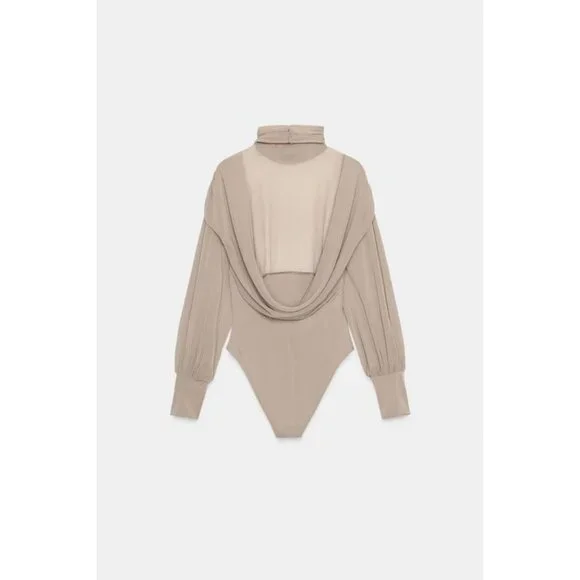 ZARA GEORGETTE BACK BODYSUIT - Picture 7 of 8